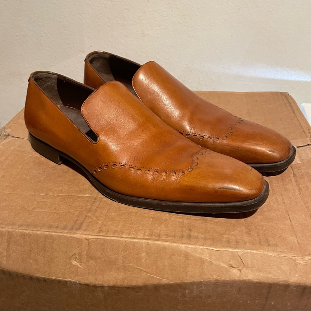 Yves Saint Laurent Men's Tan Leather Slip-On Dress Loafers
